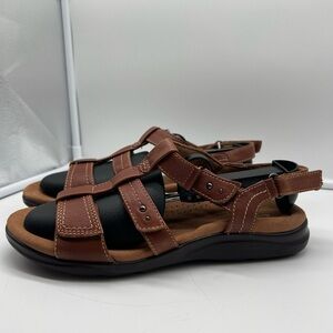 Clarks Kitly Step Leather Strap Sandals Women’s Size 8 Brown Hook Loop